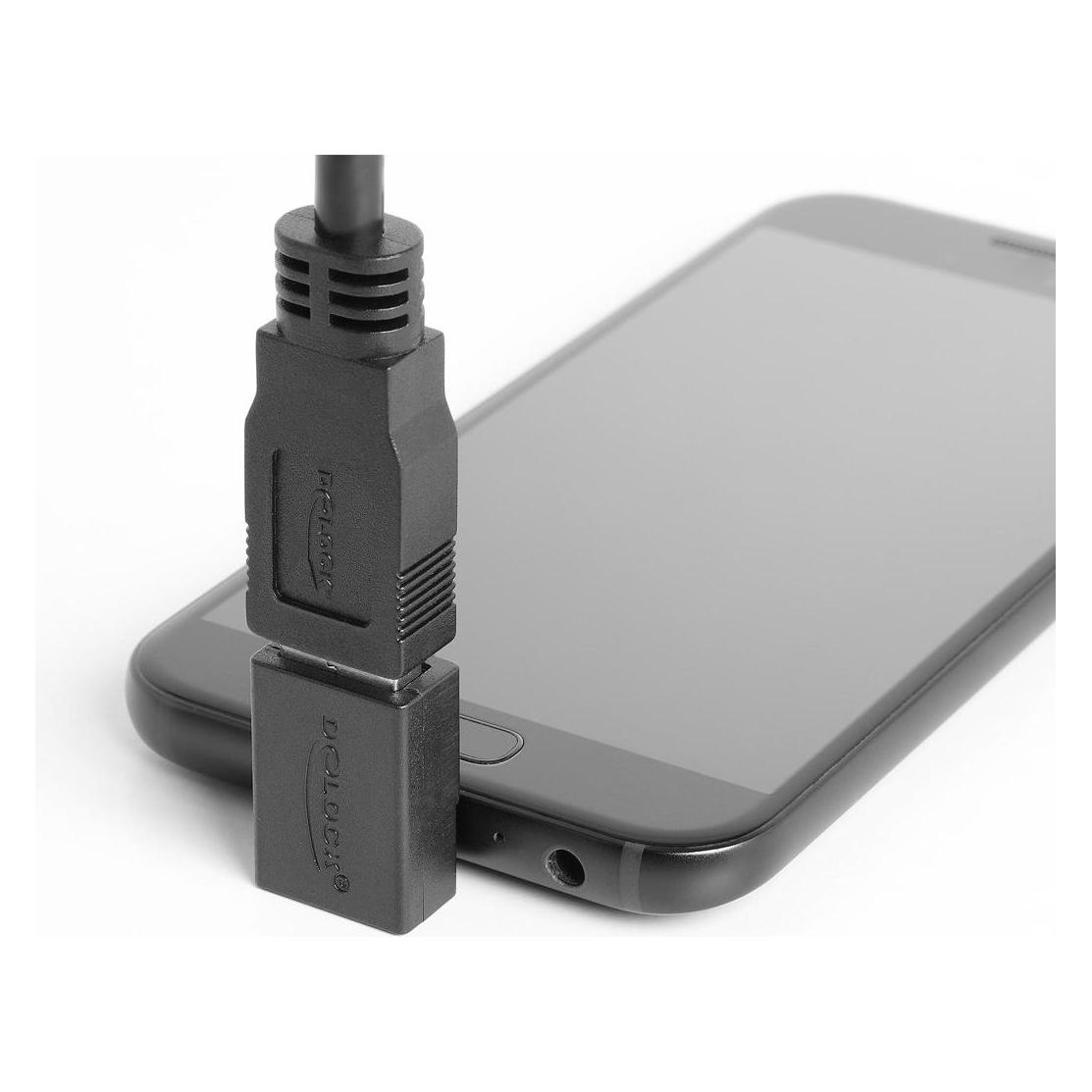Delock Adapter USB 2.0 USB Type-C Stecker zu Easy USB Typ-A Buchse, nach oben gewinkelt (67629) (USB-A, USB-C) (67629)
