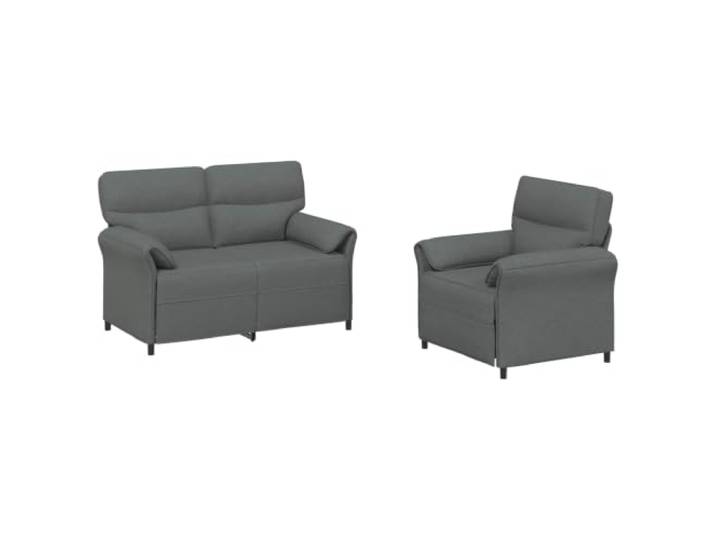Makastle Sofa Couch 2er Set Dunkelgrau Stoff