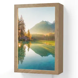 WANDLEUCHTE See - Wald - Berge - Natur - Sonne - Landschaft 20x30 cm Wandlampe