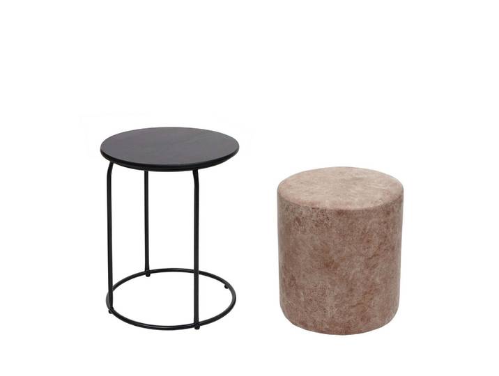 SITZHOCKER/BEISTELLTISCH Braun 2er-Set
