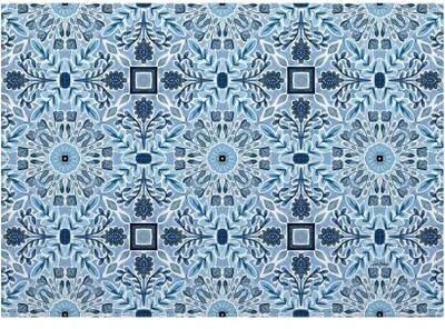 CounterArt Geo Floral Luxurious Vegan Leather Placemats 4 Pack Look and Feel of Genuine Leather Infused with Copper Easily Wipes Clean