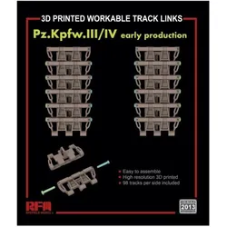 Rye Field Model Workable track links for Pz. Kpfw. III /IV early production (3D printed )