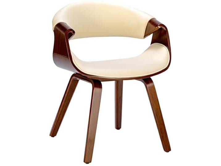 CLP Esszimmerstuhl Foley I Mit Armlehne Und Holzgestell I Küchenstuhl Und Wohnzimmerstuhl Farbe walnuss/Creme Material Kunstleder