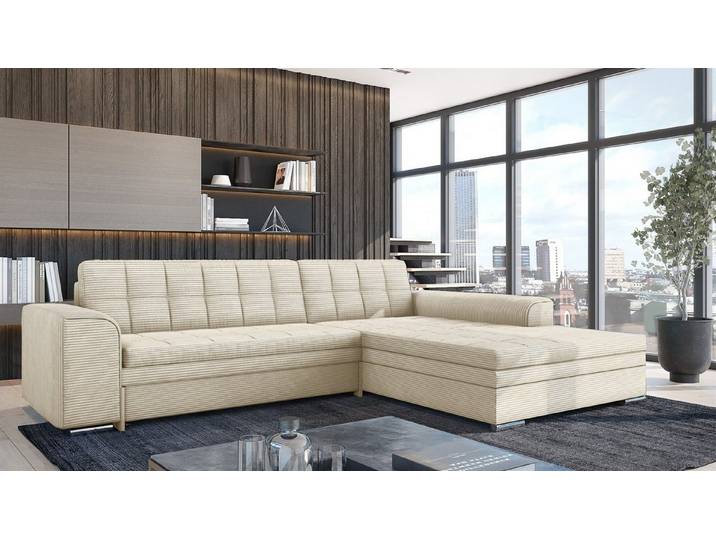 Fun Möbel Ecksofa Schlafsofa LUSAKA mit Ottomane in Stoff, Rundumbezug, Ottomane Links oder Rechts
