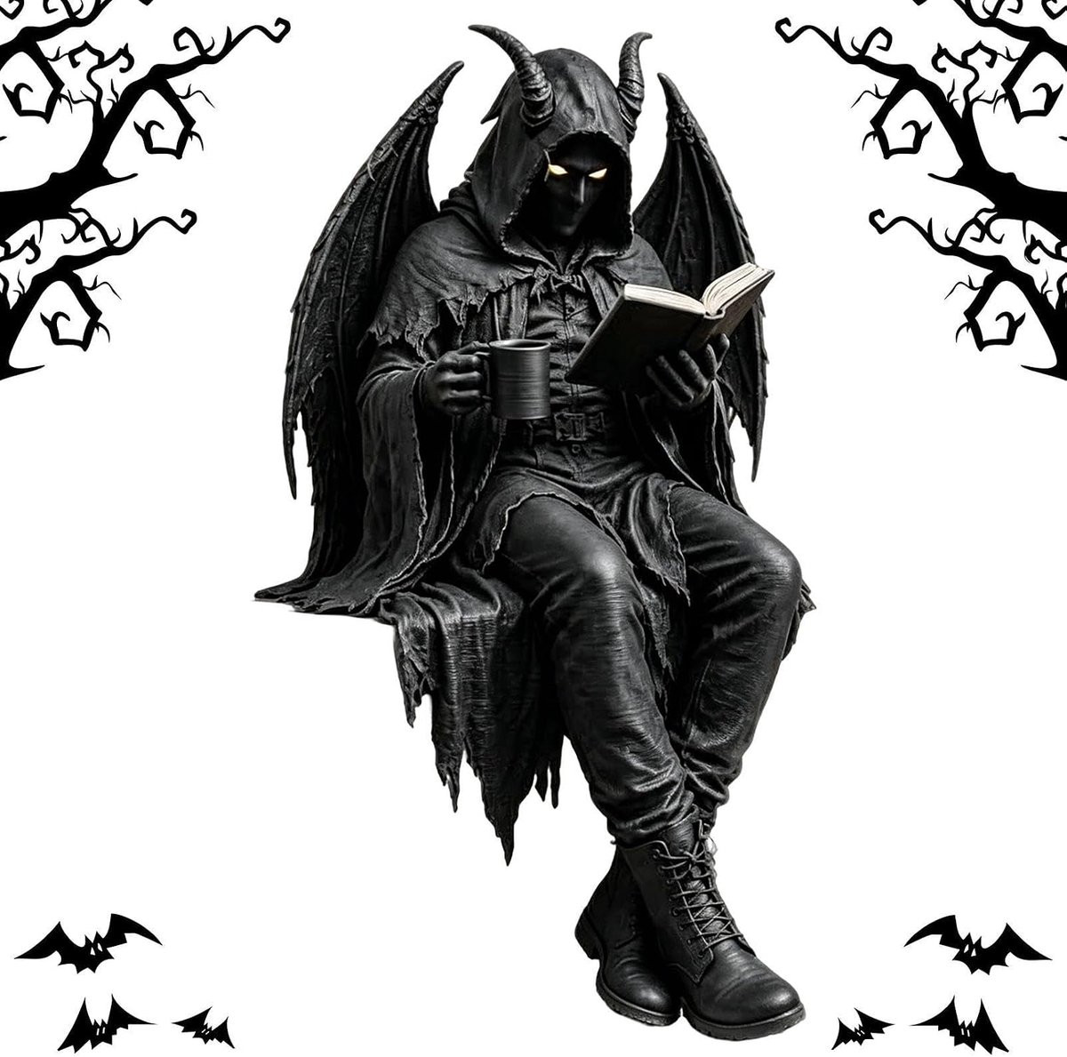 Gothic Decoratie Beeldje Spookachtig Figuur Handgeschilderd Hars Zwart Breedte: 12 cm