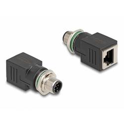 Delock M12 / RJ45 Netzwerk Adapter [1x M12-Stecker - 1x RJ45-Buchse] 0 mm Schwarz 60063
