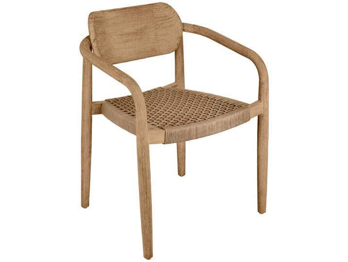 VEGA Outdoor Stuhl Mando 56.5x50x76 cm (BxTxH); Sitz beige, Gestell natur; 2 Stück / Pack