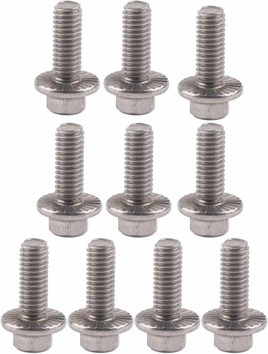 Set van 10 stuks M6 RVS Hex Flensbouten met M6 x 30 mm maatvoering