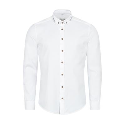 Trachtenhemd NÜBLER "Trachtenhemd Pele", Herren, Gr. XL, EURO, weiß, Obermaterial: 100% Baumwolle CO., Hemden Trachtenhemd