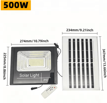 Inspire Curations 50W 500W Solar LED Flood Light Waterproof Outdoor Spotlight With Remote Control 500w