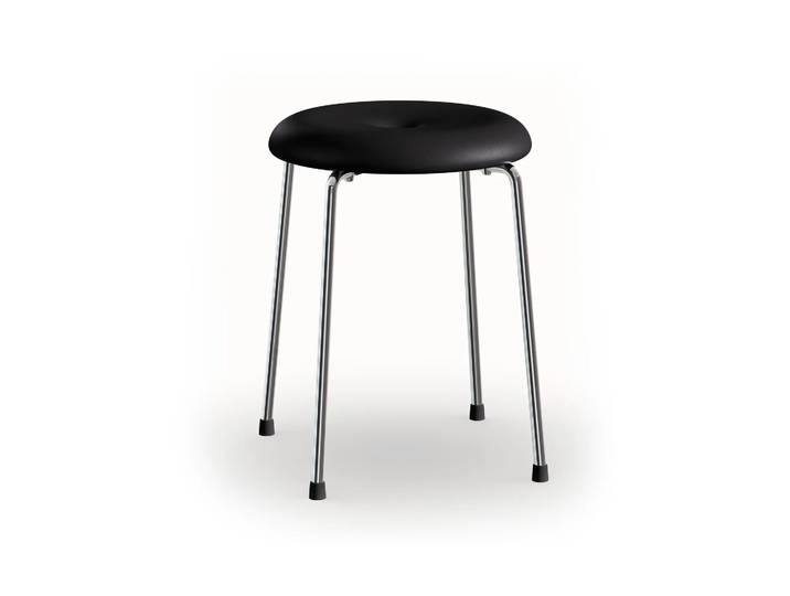 Lammhults Tabouret Base en cuir noir - base en chrome, 45 cm