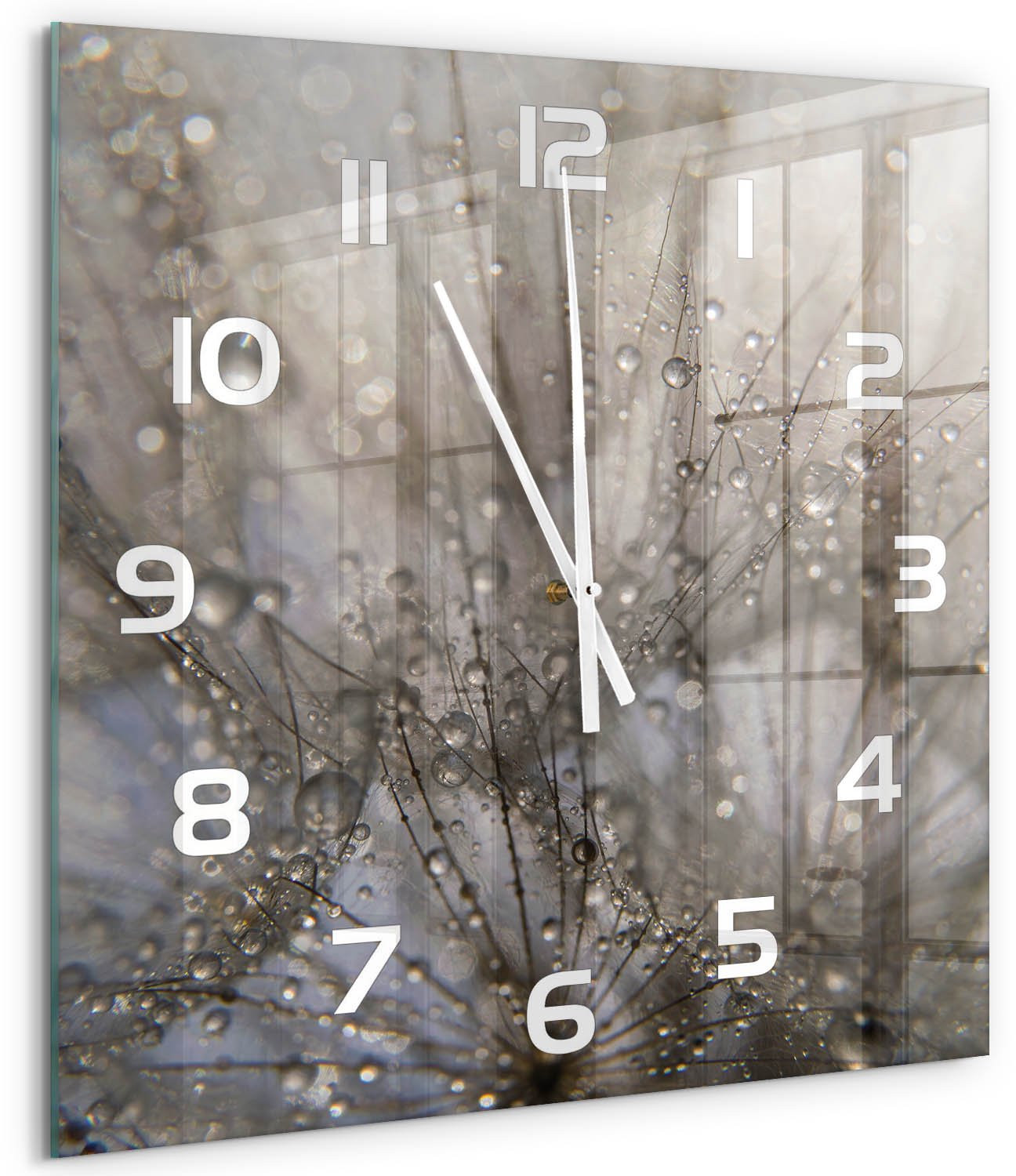 Tulup Wandklok met Paardenbloemzaden Decoratie - Wit - 60 x 60 cm
