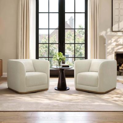 Spruce & Spring Modern Swivel Barrel Accent Chair with Pillow & Square Arm