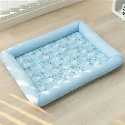 PetsAreLife Cooling Puppy Bed Summer Dog Supplies Mat, Pet Beds For Small Breeds, Sofa Blanket Baskets For Fluffy Cats blue s