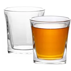 Intirilife 2x Whisky Glas in KRISTALL KLAR 'VINTAGE' - 300 ml Füllemenge - Old Fashioned Whiskey Kristallglas Bleifrei im Sculpture Design