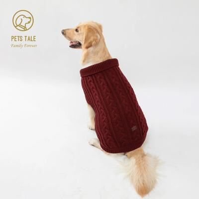 Inspired Living Cozy Knitted Dog Sweater For Warm Winter Pet Style burgundy l
