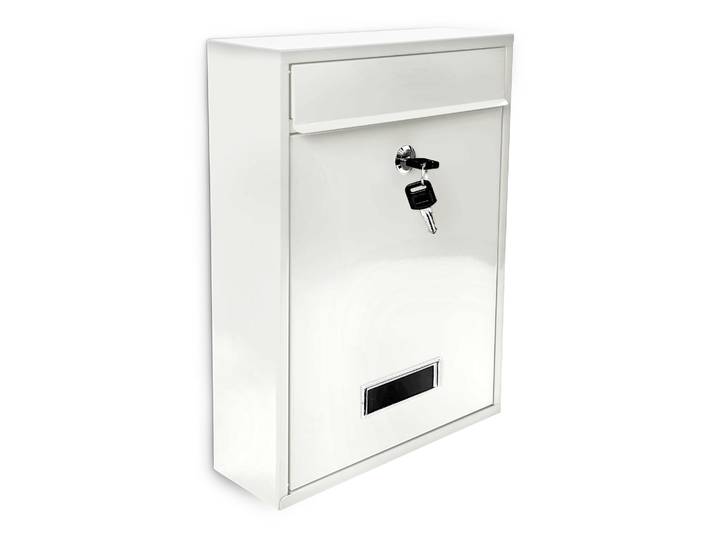 Briefkasten Design 35cm Farbauswahl Weiss-Silber