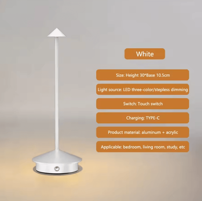 Inspire Curations Rechargeable Touch LED Table Lamp For Dining, Bedroom & Decorative Home Lighting white changeable