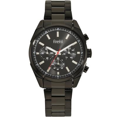 Multifunktionsuhr FIRETTI "modern precision", schwarz (schwarz, schwarz), Armbanduhren, Herren, Quarzuhr, Armbanduhr, Herrenuhr, Edelstahlarmband, analog, Tag