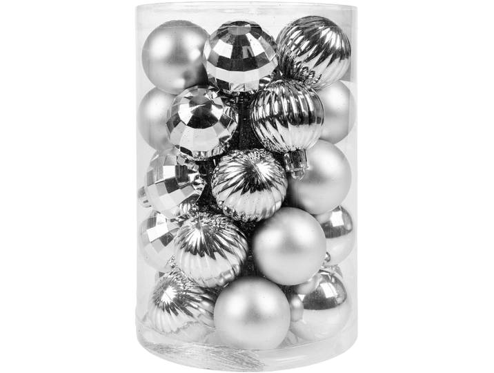 Weihnachtskugel COCON 34 Stk. Silber 4cm - Weihnachtskugeln 34er- Set