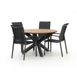 Forza Centallo/Fidenza ø 126 cm Gartenmöbel-Set 5-teilig stapelbar