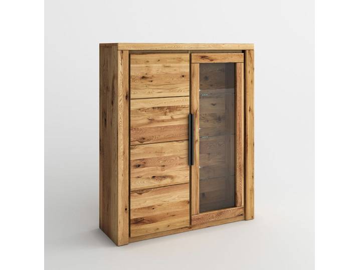 ELFO Highboard Vitrine Highboard Greta Wildeiche Teilmassiv Höhe 141cm Breite 108cm