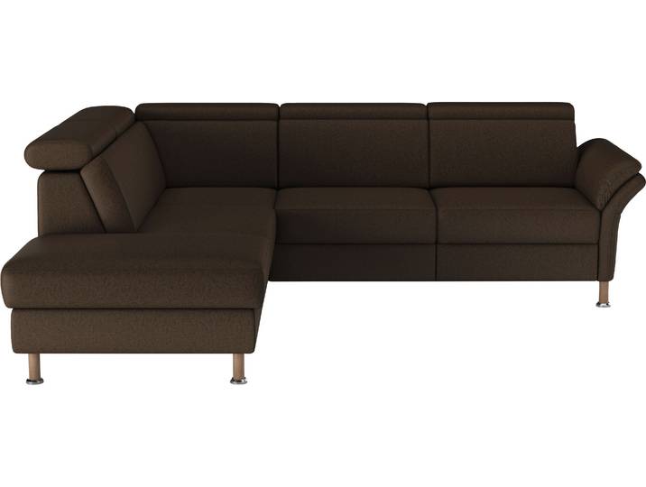 Ecksofa, Dunkelbraun, 259x227 cm, 100% Polyester, Mit Relaxfunktion & Ottomane Links, Klassisch, Home-affaire