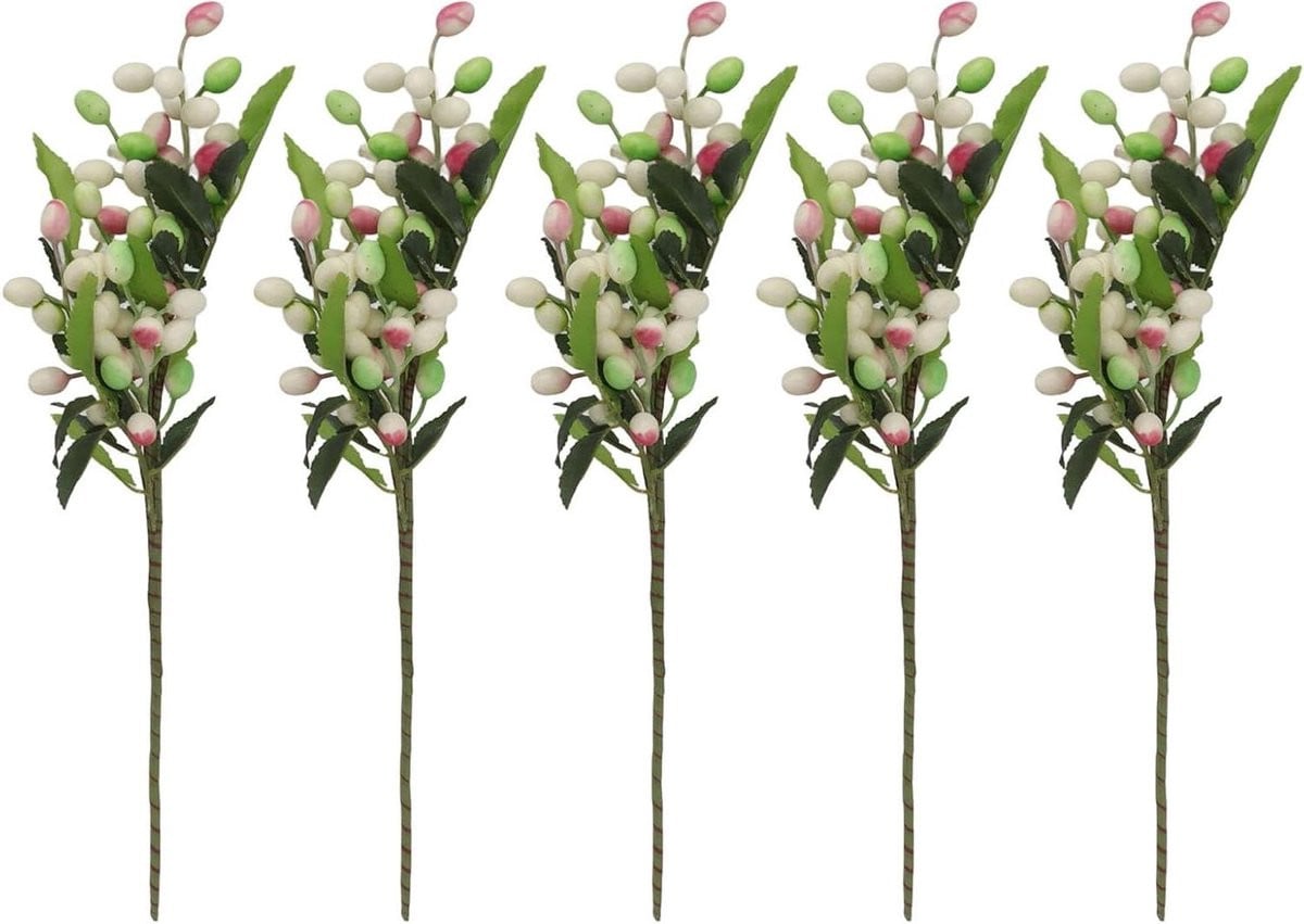 Set van 5 paarse kunstmatige bessenplanten voor decoratie