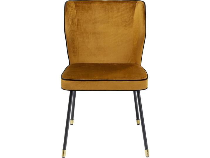 Chaise en velours ocre et acier