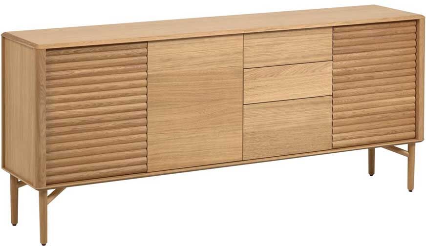 Pharao24.de Sideboard Eichefarben im Skandi Design 3 Türen 3 Schubladen