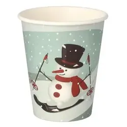 1000 Glühwein Becher Trinkbecher Pappe 0,2 l Schneemann, To Go