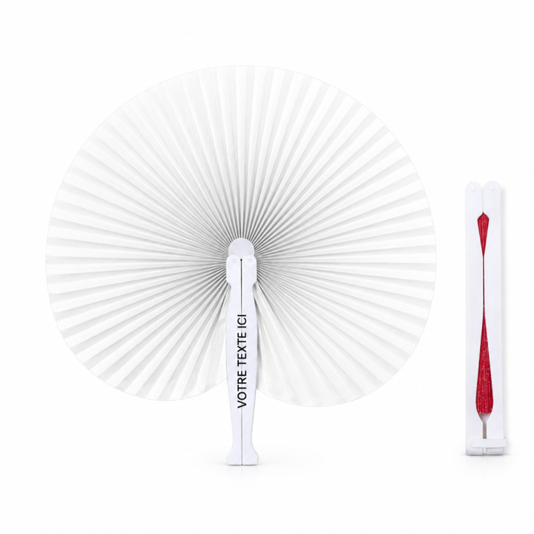 Éventail publicitaire pliable Stilo blanc