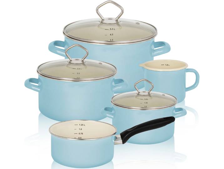 Topf-Set KRÜGER Sylt , blau (pastellblau), Töpfe, Topf-Set, Induktion