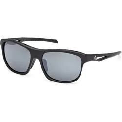 Adidas, Unisex, Sportbrille, SP0118 (Matte Black, Smoke Polarized), Schwarz