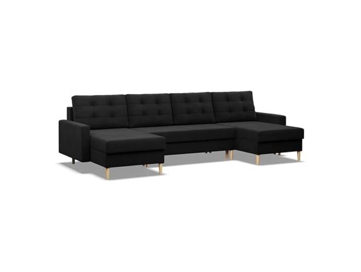 Mebligo - U-Förmige Ecksofa mit Schlaffunktion und Bettkasten BLANK, Bonell-Federn, Couch U Form 294x92x140 cm, Klappsofa mit Schlaffunktion, Wohnzimmer Eckcouch mit Bettfunktion - Ecksofa Schwarz