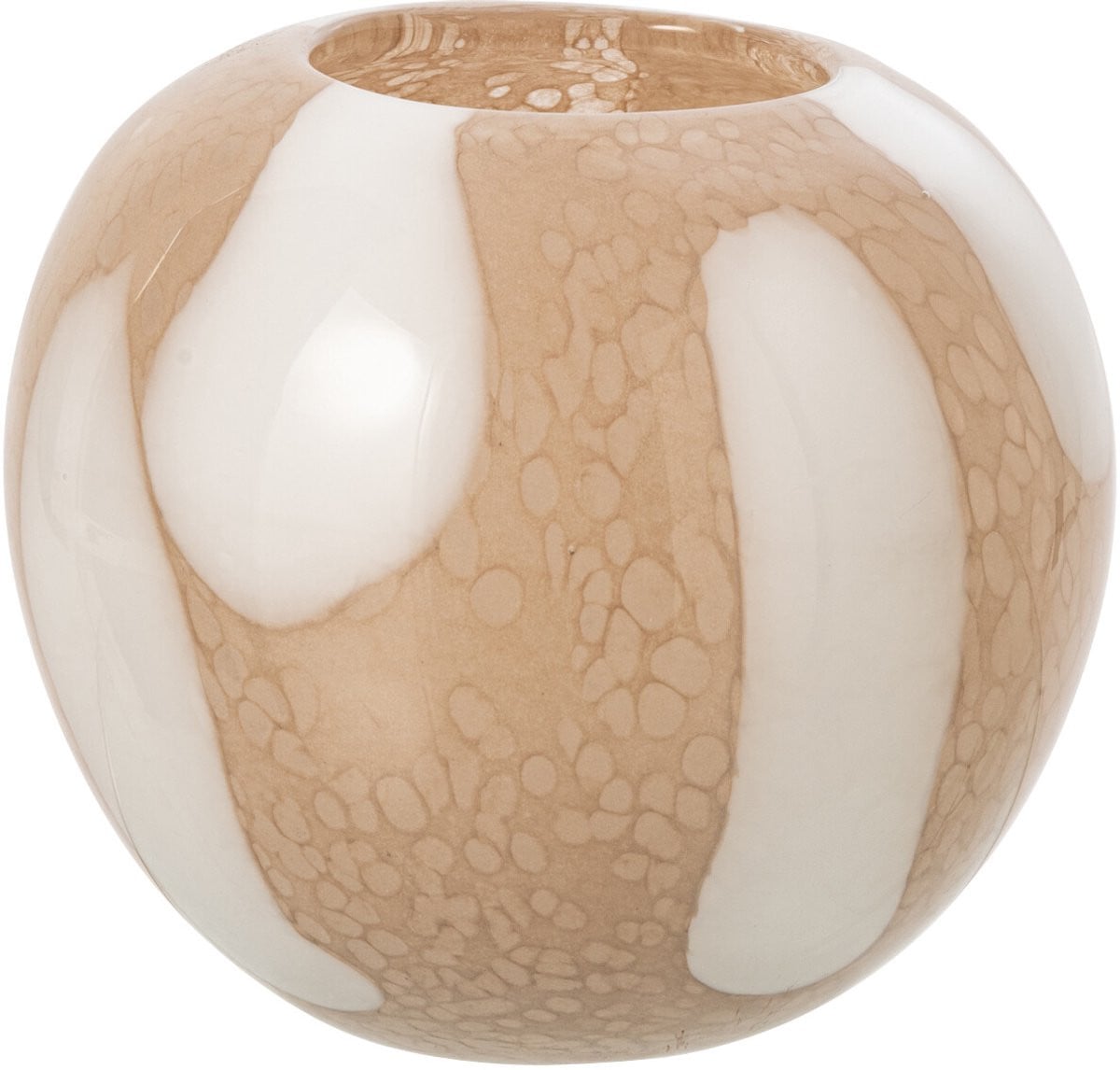J-Line Vaas met stippen in glas lichtbeige/wit small