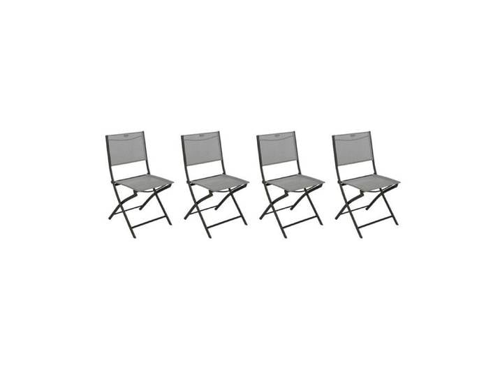 Lot de 4 Chaises de jardin pliante métal Modula Galet / Graphite - Hesperide