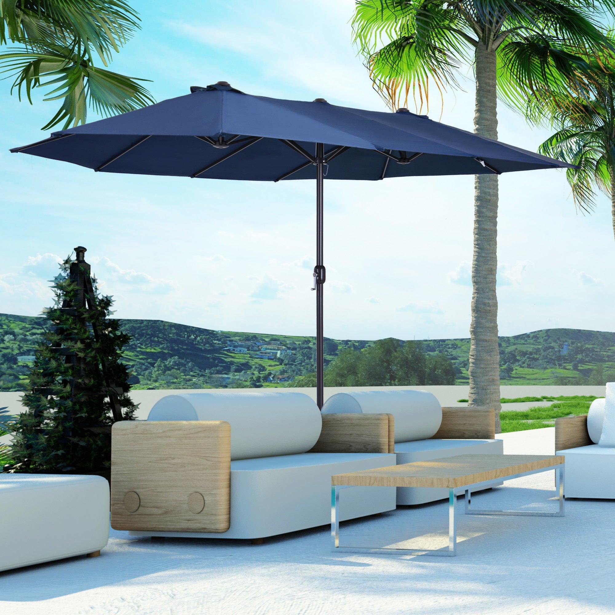 Doppelter Sonnenschirm - Garten-Sonnenschirm - Balkon-Sonnenschirm - Marktschirm - Sonnenschutz - 455 x 270 cm