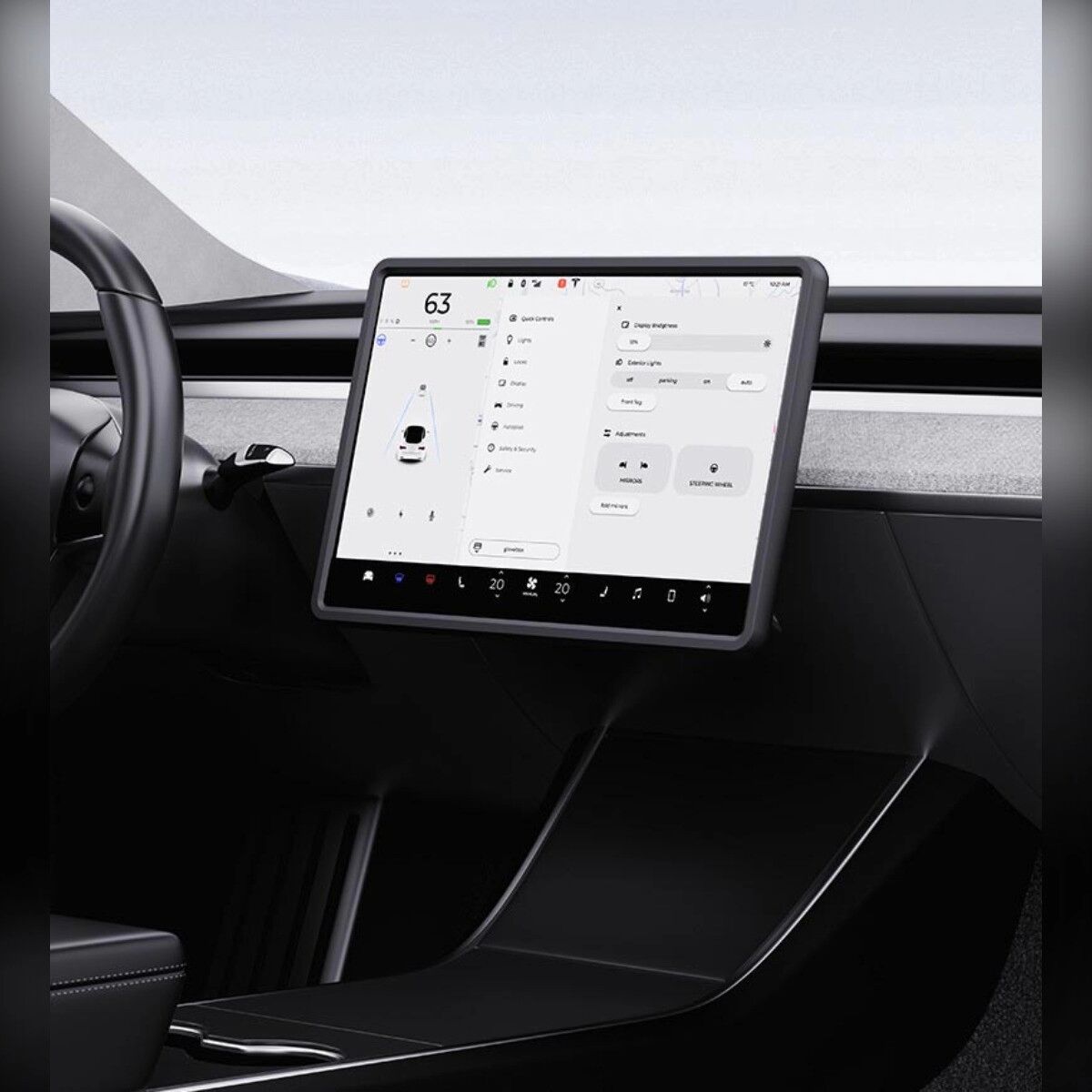 INF Silikon-Displayschutz kompatibel mit Tesla Model 3/Model Y – TPE magnetischer Center-Display-Schutz mit Parknummernplatte