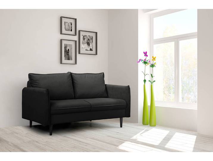 Sofa Palawan 2-Sitzer Schwarz Microfaser Jada 138 x 86 x 91cm Skandi