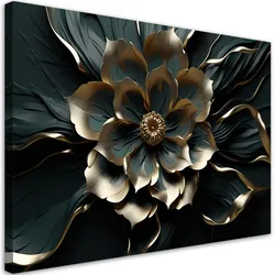 WANDBILD 3d goldene glamouröse blume