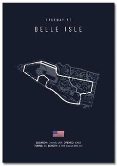 Inspired Finds F1 Racing Circuit Canvas Wall Art For Motorsport & Formula Racing Fans 11.81x15.75in Unframe belle Isle