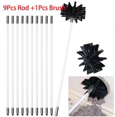 Perfect Picks Market Flexible Chimney Sweep Kit With Rotary Chimney Cleaning Brush & Flexible Rods For Fireplace Flue Cleaning 1 Set