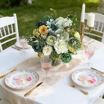Garvee 30 Pcs Artificial Silk Flowers Bulk for Decoration, Realistic Decorative Fake Flowers with Iron Stems