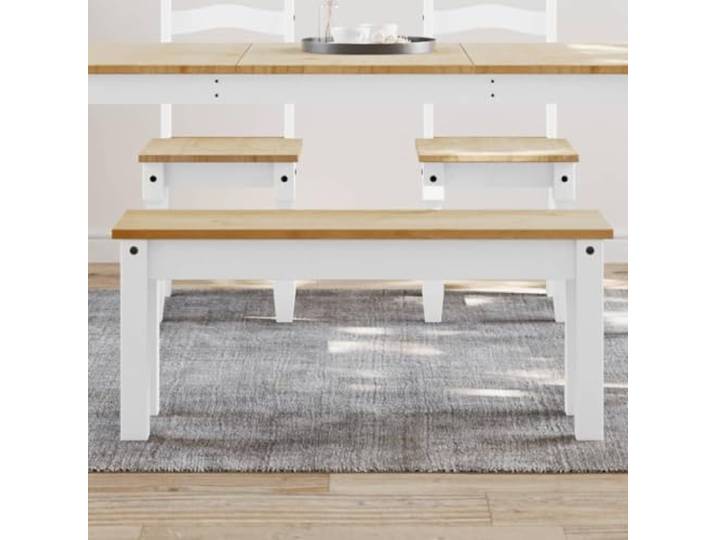 KGTKGTYER Essbank Panama Kiefer Sitzbank Massivholz Weiß 105x30x45 cm Rustikales Design, Robust & Stabil, Vielseitig einsetzbar, Einfache Reinigung