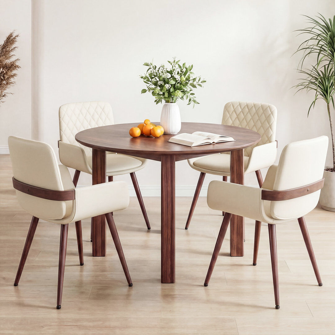 Blue Elephant Malvino Upholstered Dining Chair Beige 82cm H X 52cm W X 57cm D