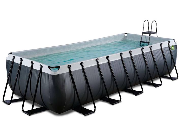 EXIT Black Leather Rahmenpool 540x250x122cm, Aufstellpool, mit Sandfilteranlage, Rechteckig, Schwarz