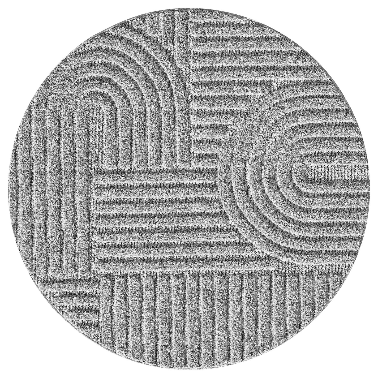 home24 Laagpolig vloerkleed Art rond zilver/zilver abstract modern polyester Ø 160 cm
