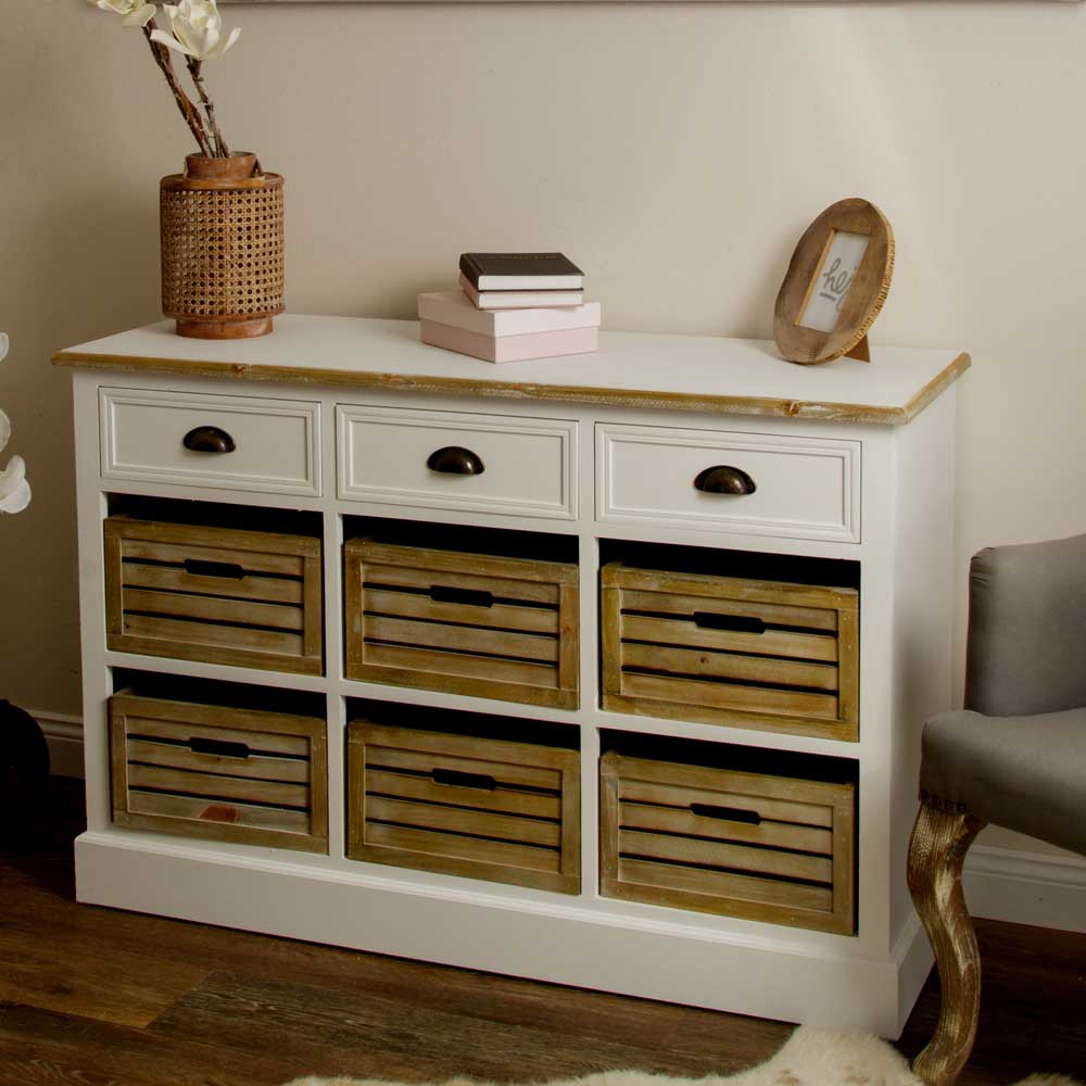 Pharao24.de Sideboard mit Körben Landhausstil