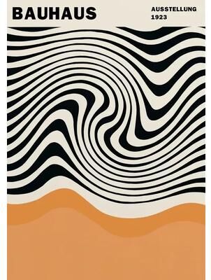 Uplifted Finds Abstract Orange Bauhaus Geometric Poster   Pop Art Sunrise & Bicycle Wall Art wo 161 10 40 X 60 Cm No Frame